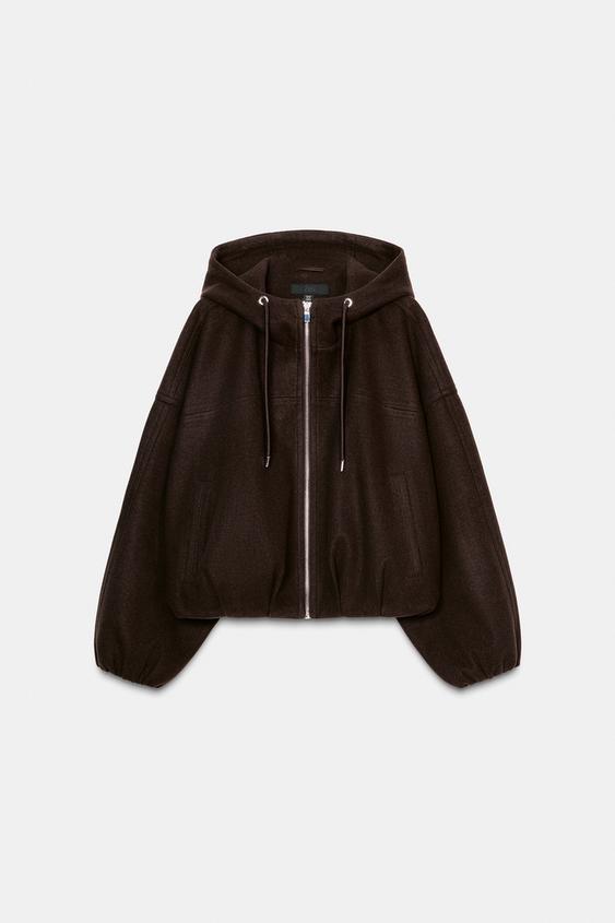 Veste bomber oversize douce à capuche