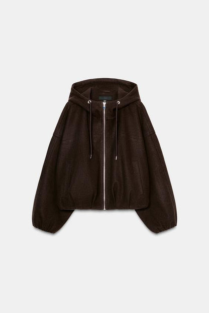 Veste bomber oversize douce à capuche