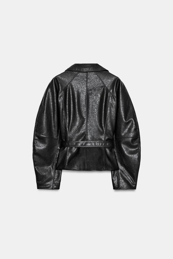 Veste avec ceinture effet cuir