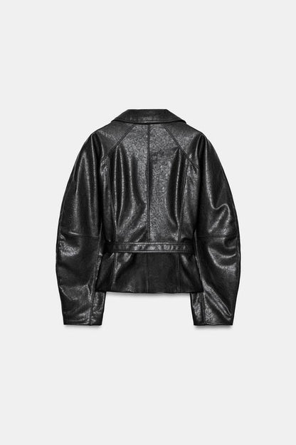 Veste avec ceinture effet cuir