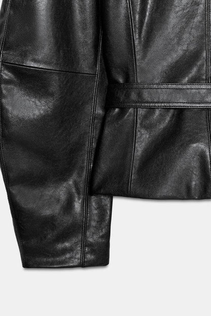 Veste avec ceinture effet cuir