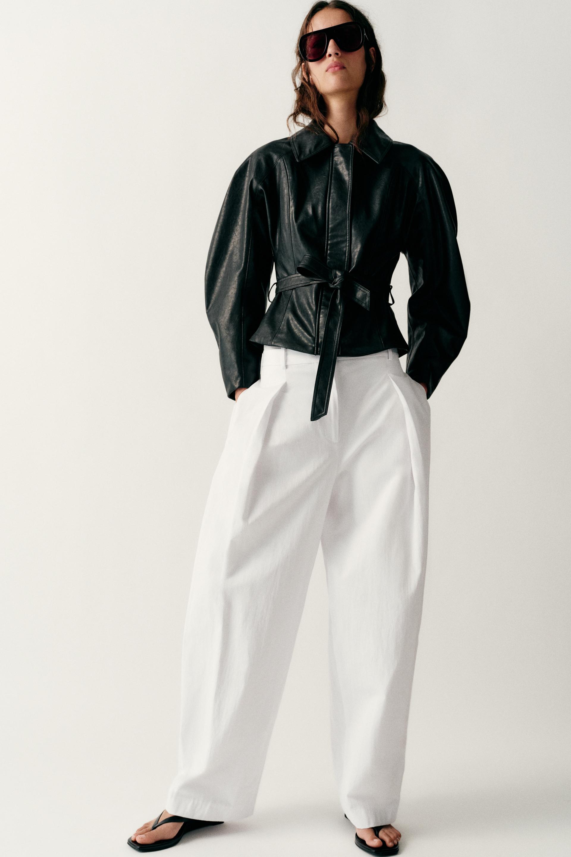 Veste avec ceinture effet cuir