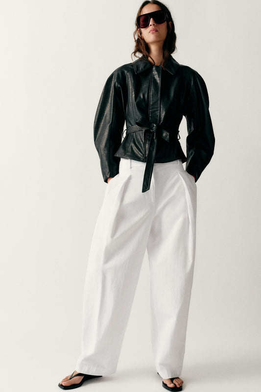 Veste avec ceinture effet cuir