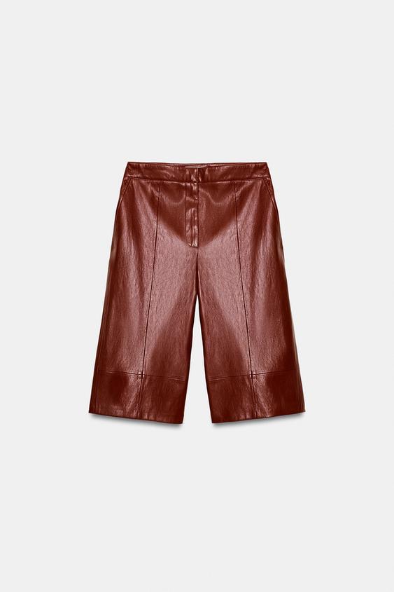 Bermuda long effet cuir