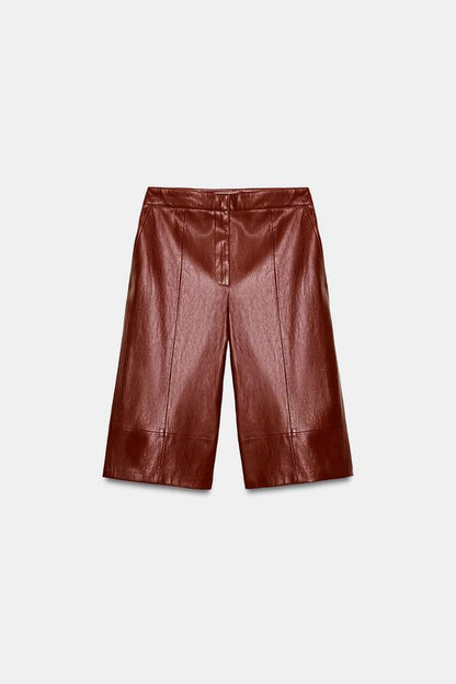 Bermuda long effet cuir