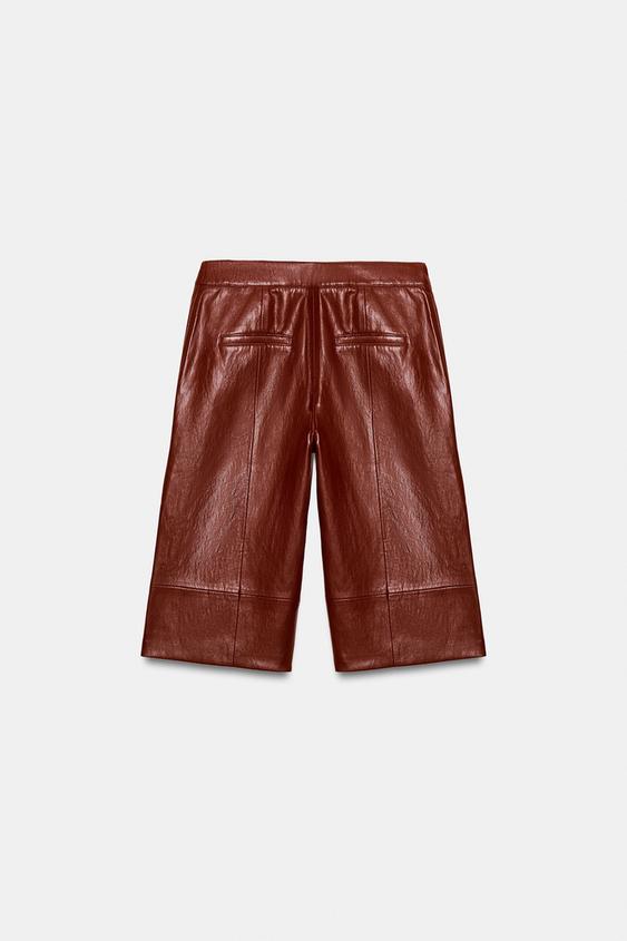 Bermuda long effet cuir