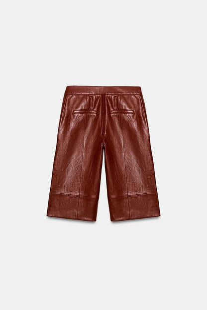 Bermuda long effet cuir