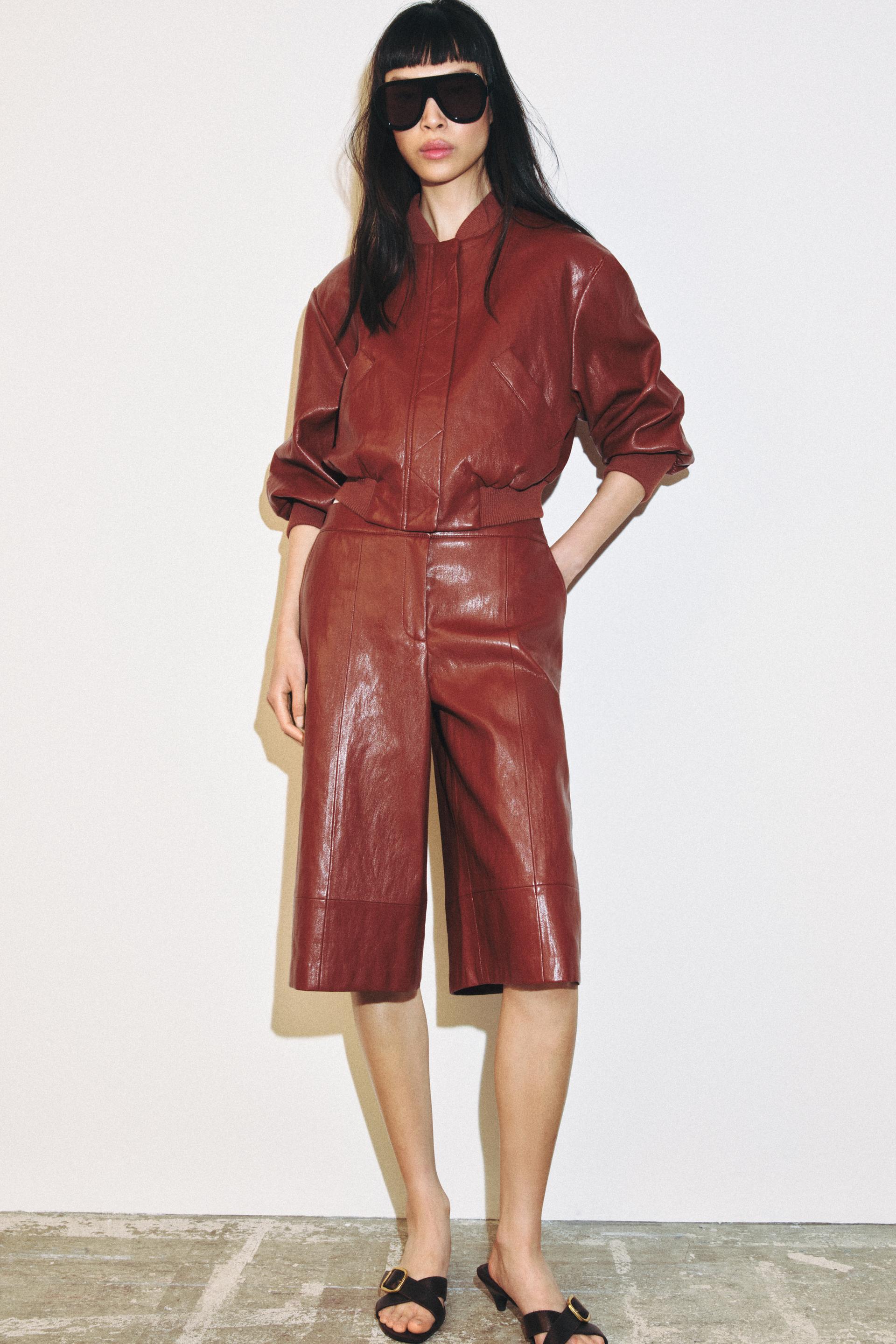 Bermuda long effet cuir