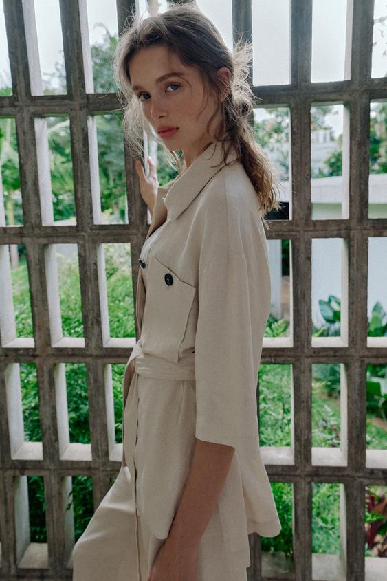 Veste safari en lin avec ceinture