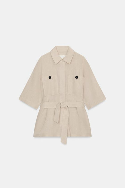 Veste safari en lin avec ceinture