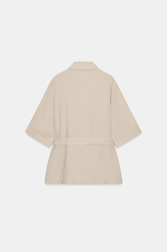 Veste safari en lin avec ceinture
