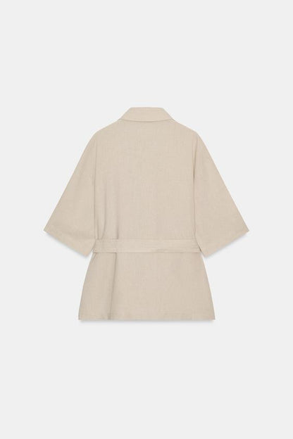 Veste safari en lin avec ceinture