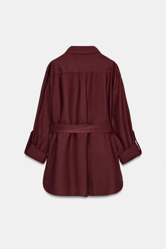 Veste safari en lin avec ceinture