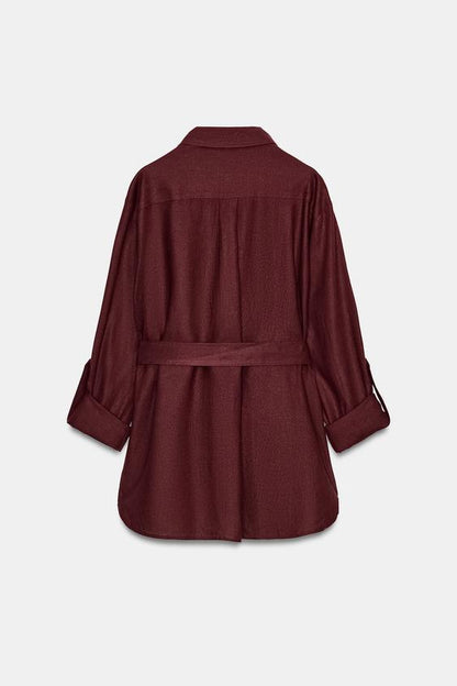 Veste safari en lin avec ceinture