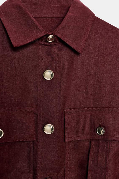 Veste safari en lin avec ceinture