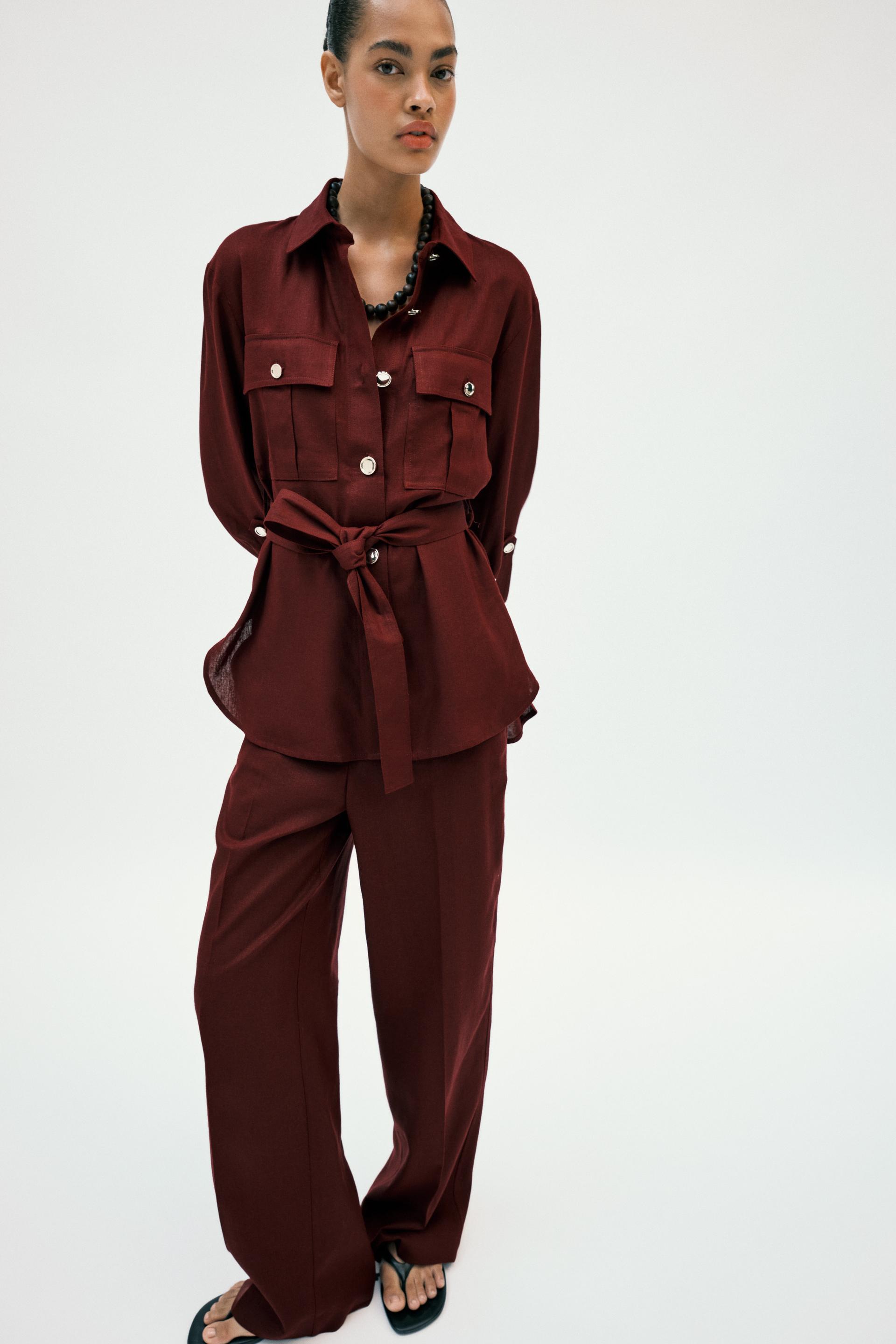 Veste safari en lin avec ceinture