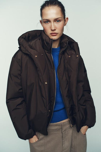 Anorak matelassé à capuche déperlant coupe-vent