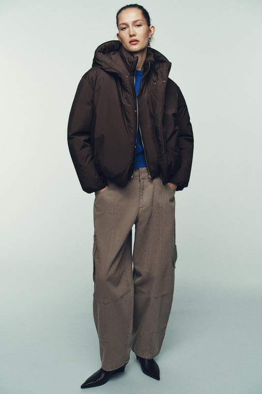 Anorak matelassé à capuche déperlant coupe-vent