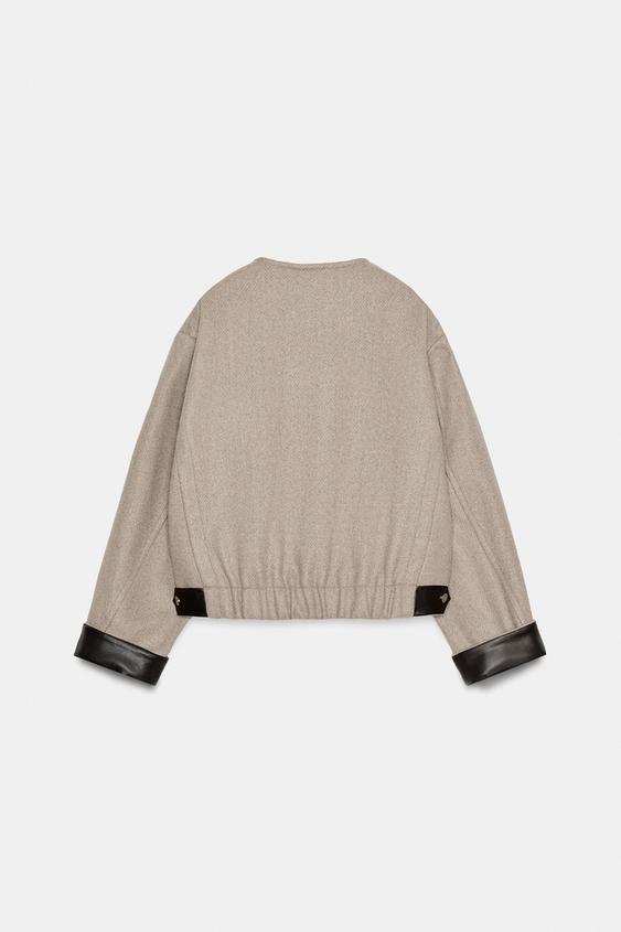 Veste bomber à finitions effet cuir