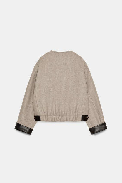 Veste bomber à finitions effet cuir
