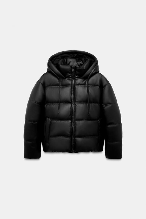 Anorak matelassé effet cuir déperlant coupe-vent