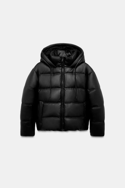 Anorak matelassé effet cuir déperlant coupe-vent