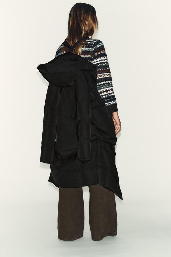 Anorak long matelassé 70 % duvet, 30 % plumes, à capuche, déperlant et coupe-vent