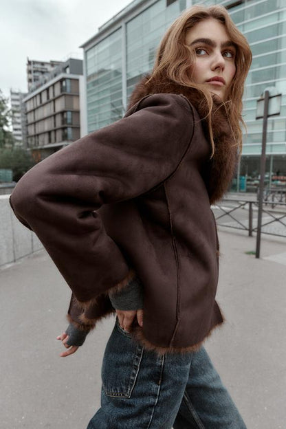 Blouson réversible double-face effet fourrure