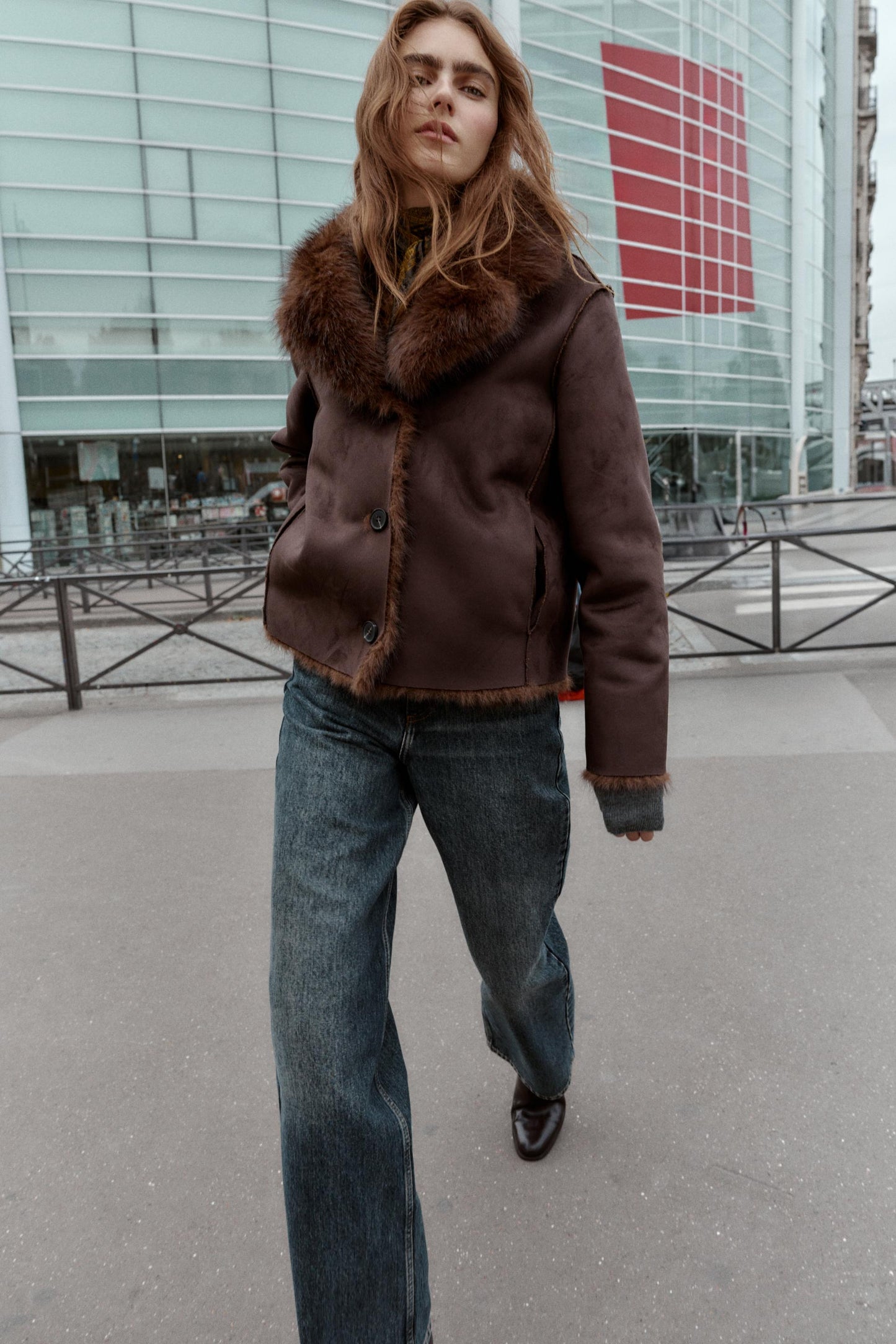 Blouson réversible double-face effet fourrure
