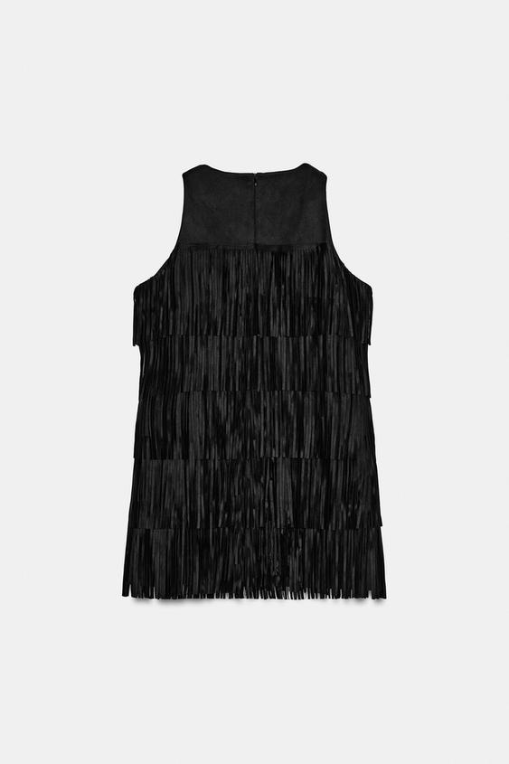 Robe à franges effet suédine à clous