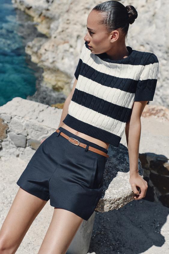 Bermuda taille haute avec ceinture