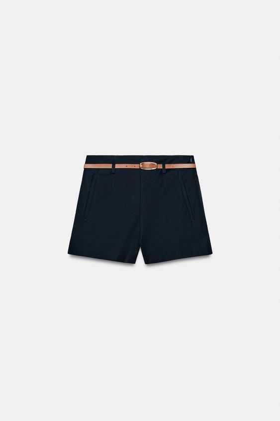 Bermuda taille haute avec ceinture