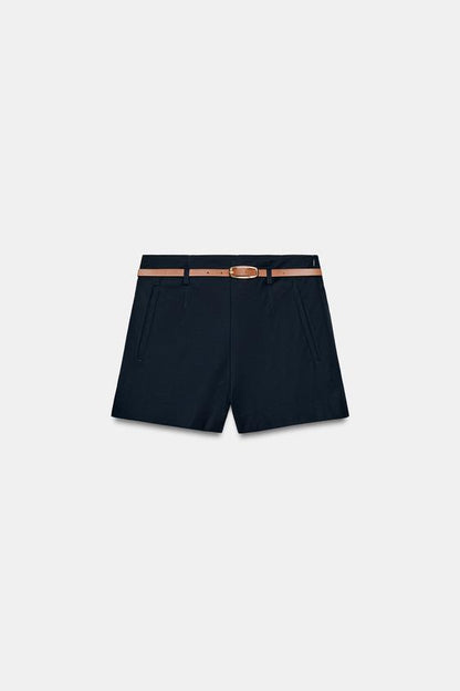 Bermuda taille haute avec ceinture