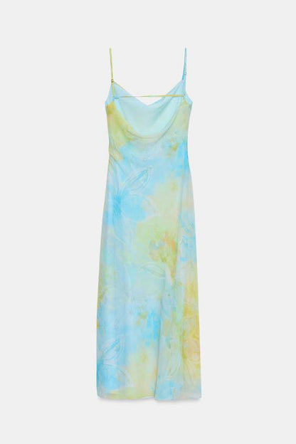 Robe midi drapée imprimée
