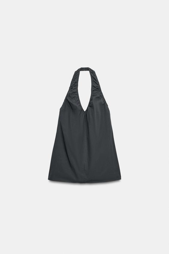 Robe mini dos-nu à fronces