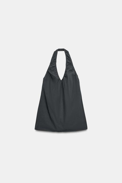 Robe mini dos-nu à fronces