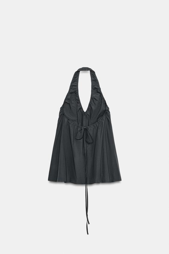 Robe mini dos-nu à fronces