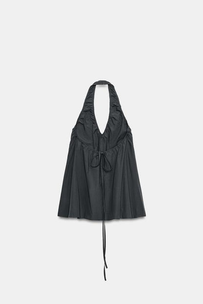 Robe mini dos-nu à fronces