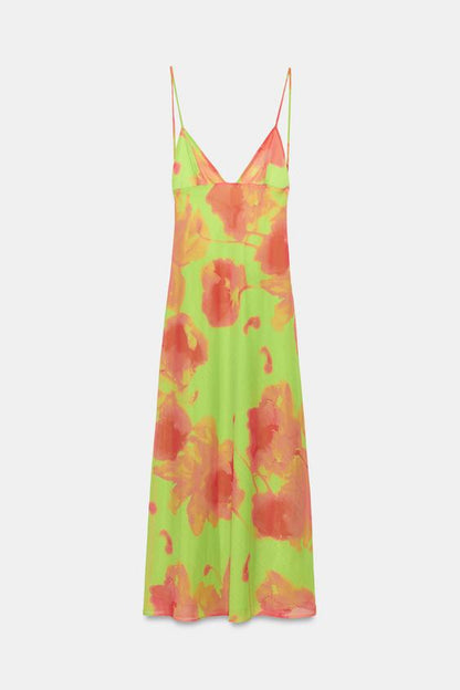 Robe midi à bretelles imprimée