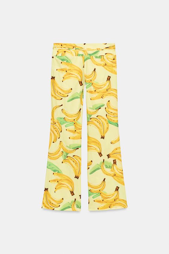 Pantalon à imprimé fruits et cordon