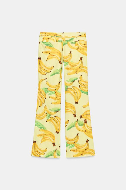 Pantalon à imprimé fruits et cordon