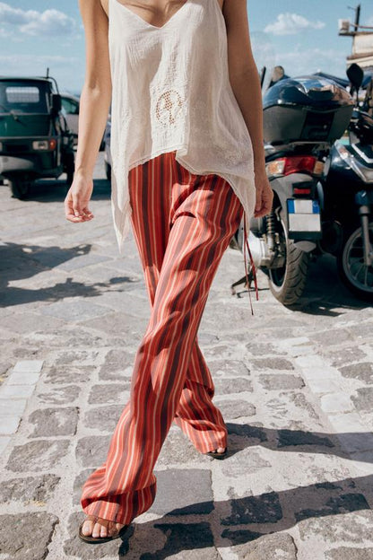 Pantalon fluide à rayures