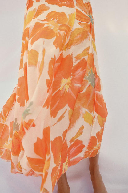 Jupe midi à imprimé floral