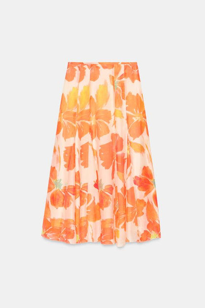 Jupe midi à imprimé floral