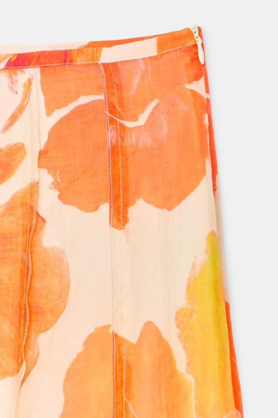 Jupe midi à imprimé floral