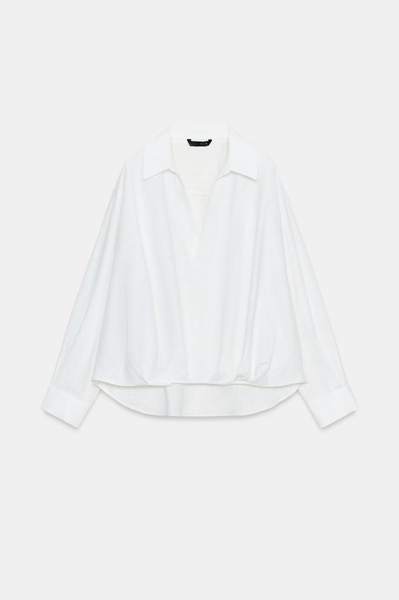 Chemise en lin à bas bouffant