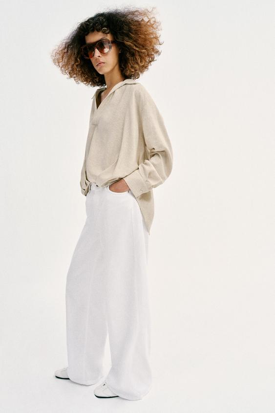 Chemise en lin à bas bouffant