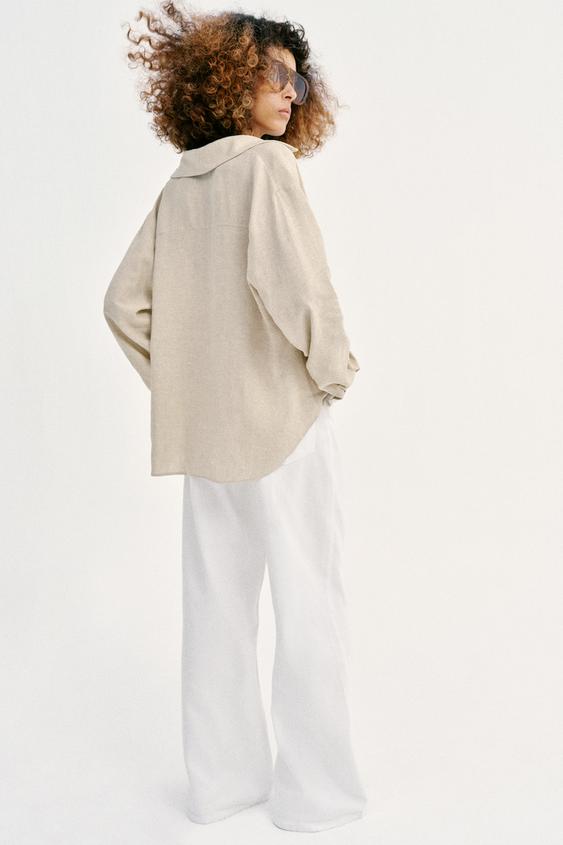 Chemise en lin à bas bouffant