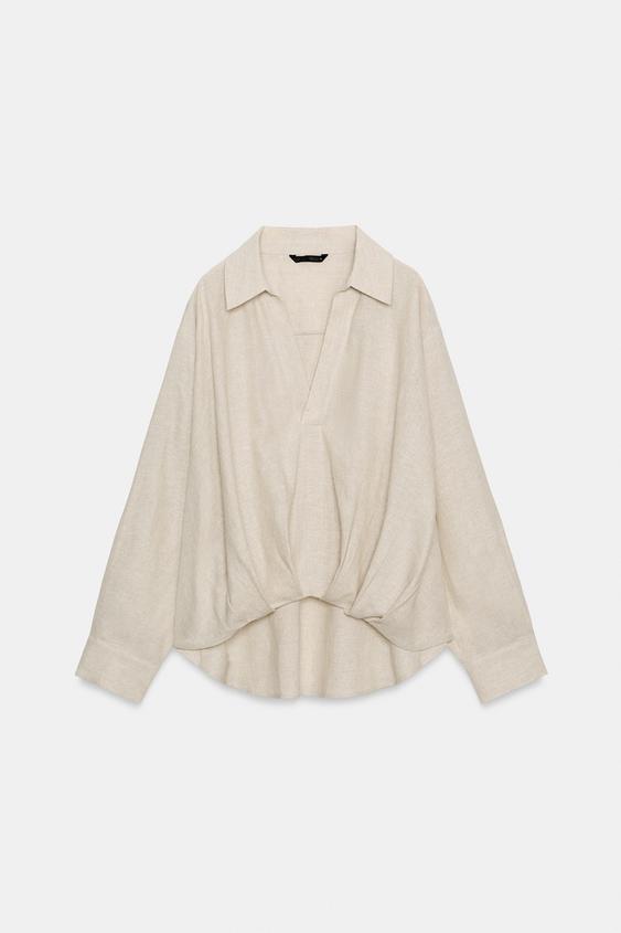 Chemise en lin à bas bouffant