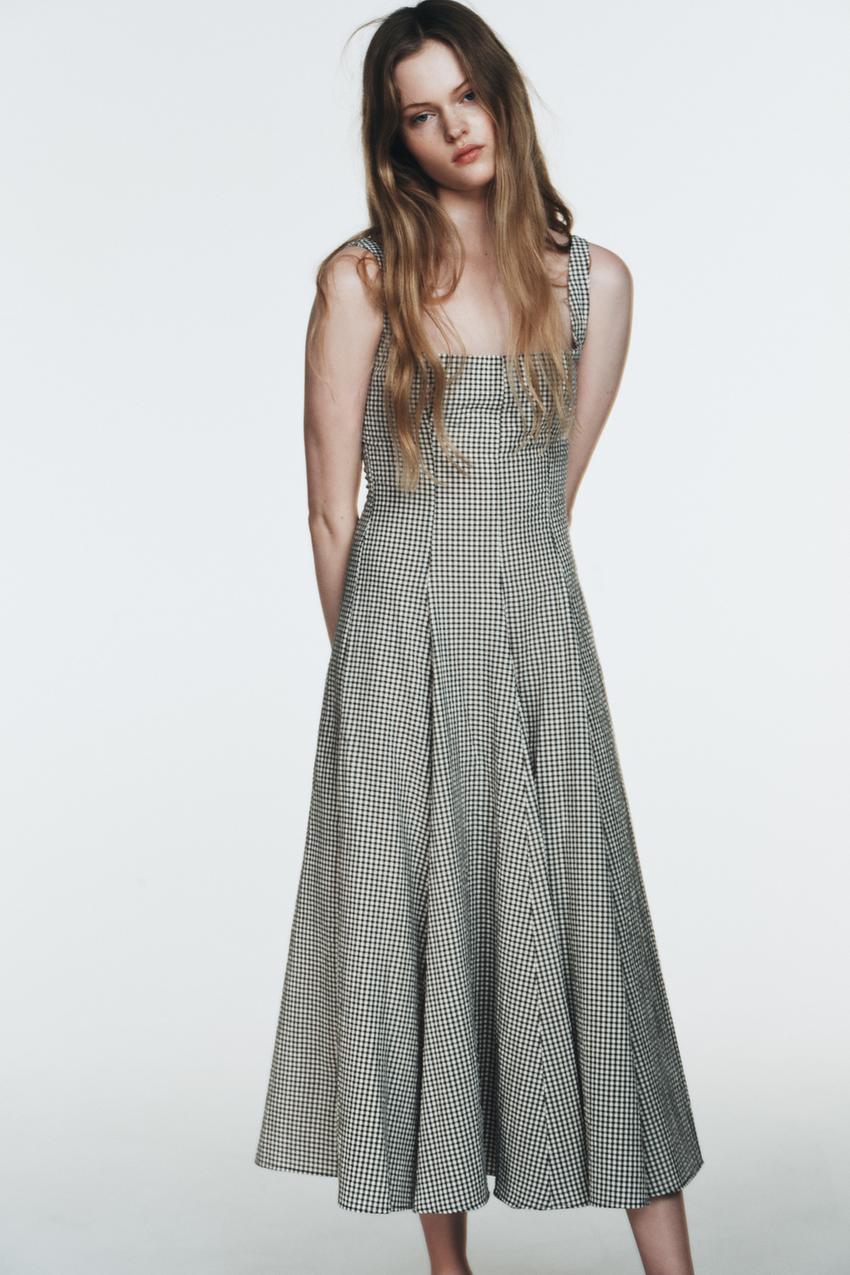 Robe midi à carreaux vichy